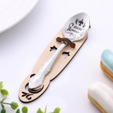 A spoon is registered, tea, with an engraving 