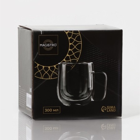Glass mug with double walls Magistro "Adele", 300 ml-8