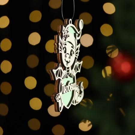 Christmas tree toy "Dragon of love", wood, two -layer, green-1