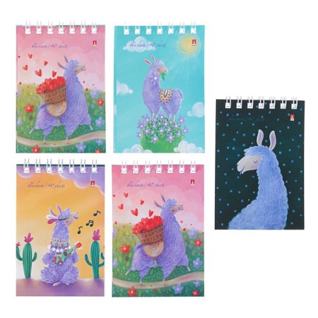 Notepad A7, 40 sheets on the crest "Lavender lamas", cover Cover Cardboard, Mix