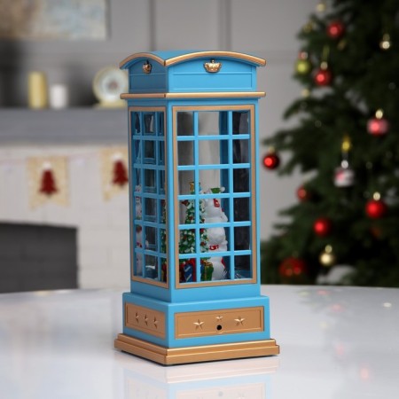 LED figure “Snowman in a telephone booth” 10.5 × 25 × 10.5 cm, plastic, AAX3 batteries (not complete), USB, glow warm white-2