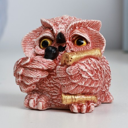 Figure "Owl with microphone" Red-brown, 5x5x5cm-1