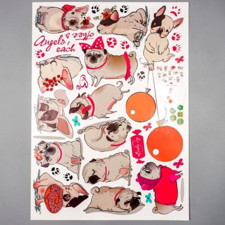 Sticker plastic interior color "pugs" 50x70 cm-1