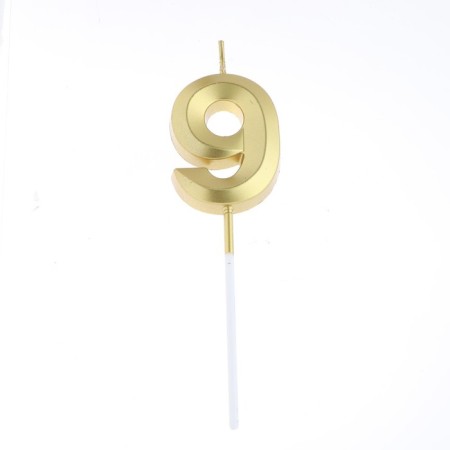 Candle in the cake on the skewer "Fine", the number "9", gold, 5 cm-5