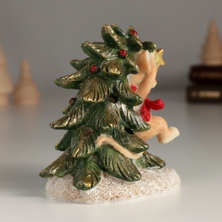 Souvenir Polystone Light "Mouse hangs on the Christmas tree" 9.5x7.5x10 cm-1