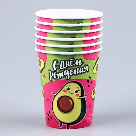 A set of paper utensils disposable avocado ”: 6 plates, 1 garland, 6 glasses-6