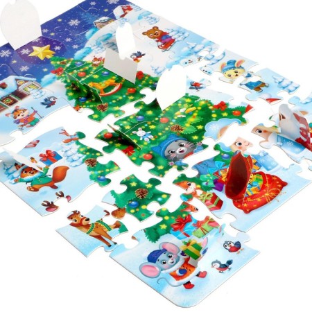Puzzles with windows "New Year in the forest"-3