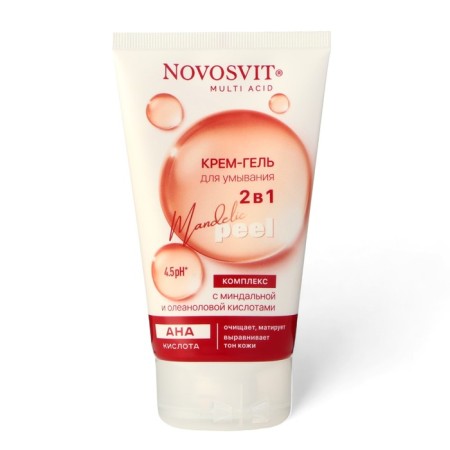 Cream-gel for washing 2 in 1 novosvit with almond and oleanolic acids, 130 ml