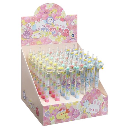 Handle gel automatic erased ink, 0.5 mm, blue rod, little animals mix-6
