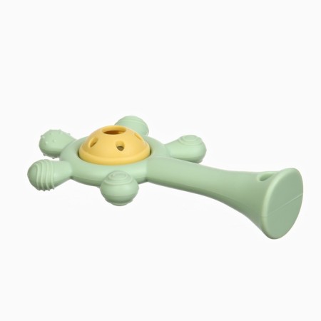 Silicone teether with a rattle "Baby", green color, crumb me-2