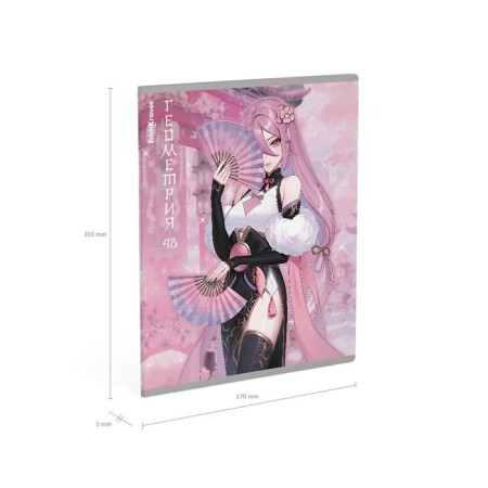 Subject notebook, 48 sheets, cell, geometry, erichkrause "manga", cardboard cover of twin-lax, unit offset white 100%, information block-8
