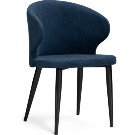 Chair on a metal frame Alsisar metal/velor, black/blue 52x58x81 cm