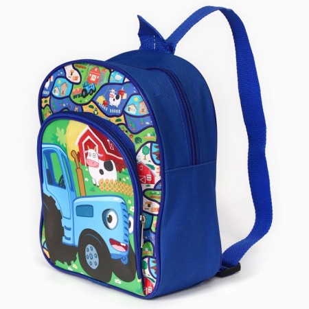 Baby backpack with pockets, Blue Tractor, 23*19*6cm-6