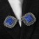 Cardigan clamp "Squares", blue color in black silver
