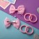 Hair set "Karapunka" (2 clamps, 4 elastic bands) Bassi bow, pink