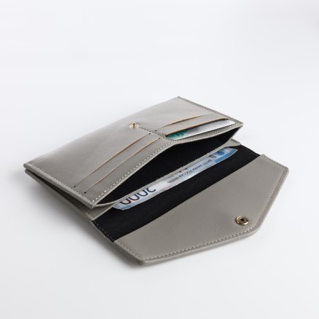 Women's wallet on the button, gray color-3