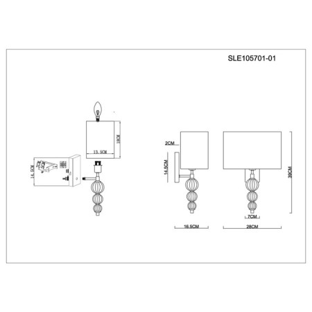 Wall lamp EVOLUCE. Sle105701-01. Ramer. 1x40 W, E14, 28x39 cm, color chromium-6