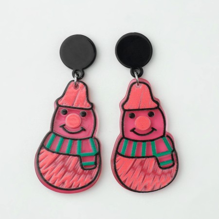 Earrings "Snowmen", colored in silver-3