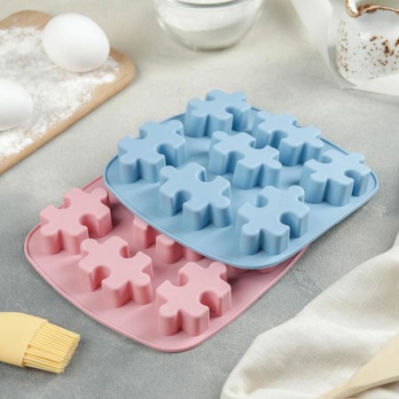 Baking uniform “Puzzles”, silicone, 17.6 × 18 cm, 7 cells, color mix-6