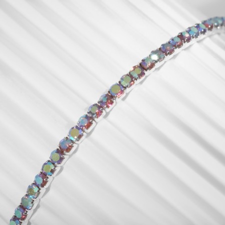 Bracelet "ice" 1 row, rainbow color in silver, 7 cm-1