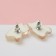 Earrings plastic "kitten", white-brown color in silver