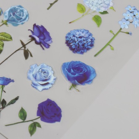 Stickers for creativity PVC "Blue Flowers" set 2 sheets 10x15 cm-1