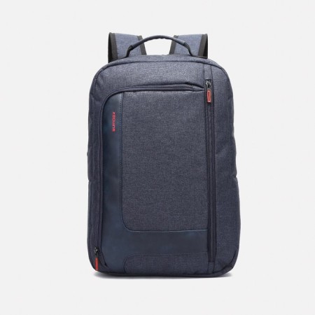 A backpack, a lightning department, an outer pocket, an attach to a suitcase, the color is blue-1