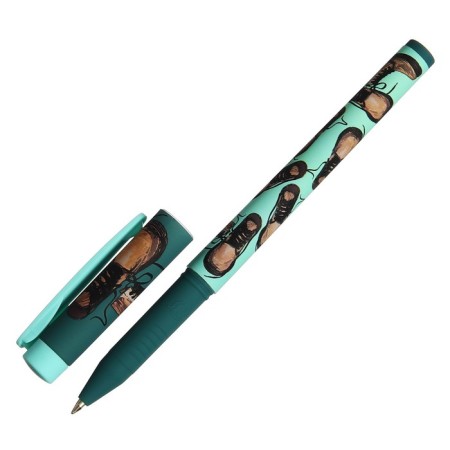 Ballpoint handle Freshwrite Freshwrite "Boots. Green boots", node 0.7 mm, blue pigment ink, Soft Touch case.-2