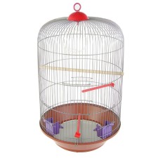 Bird cage is round, three -tier welded, large pallet, 40 x 77 cm, mix of flowers