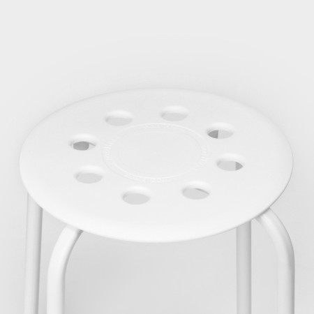 Stool with plastic seat, white color-3