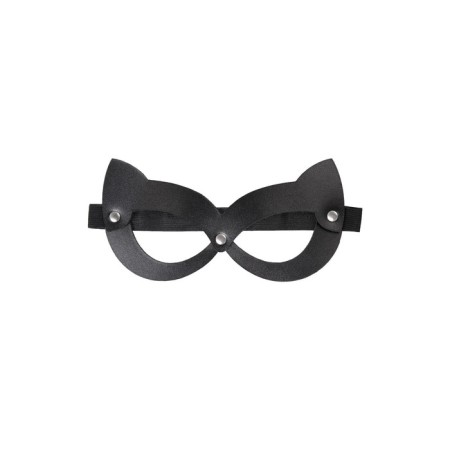 Pecado BDSM mask, with cat ears open, genuine leather, black-1