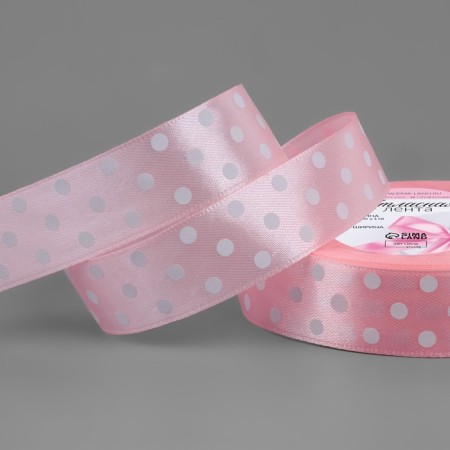 Satin ribbon "Golshek", 25 mm × 23 ± 1 m, pink color No. 004