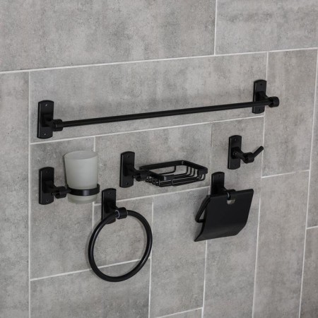Set for the bathroom "Loft", 6 items, black color-1