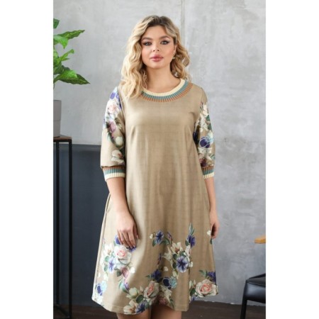 Female dress, size 56, beige color-14
