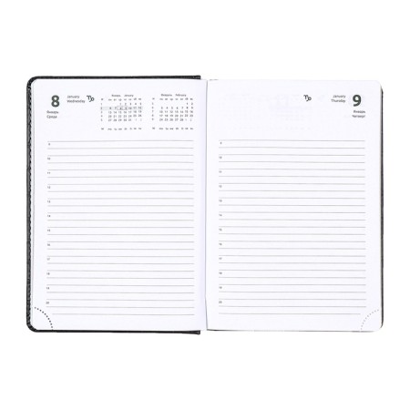 Dated diary 2025, Devente. Flag, B5 168 sheets, Devente.Barbara, a solid cover of leatches with foam rubber, perforation, liesse, block 70 g/m2, dark blue-11