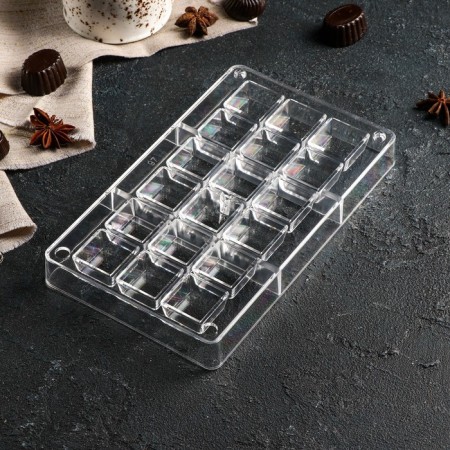 Form for chocolate and sweets “Cubes”, 18 cells, 20 × 12 × 2.5 cm, cell 2.5 × 2.5 × 1 cm-1