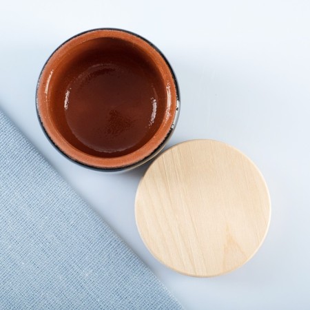 Capacity for spices with a Vyatskaya wooden lid 0.1l, 6.5x6cm, black-2
