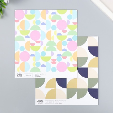 Scrapbooking paper bilateral "snake and bright circles" density 180 g 15.5x17 cm-1