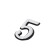 Door number "5", plastic, chromium color