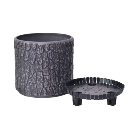 Round pot for flowers, 2l charcoal 15.5x14x14cm-2