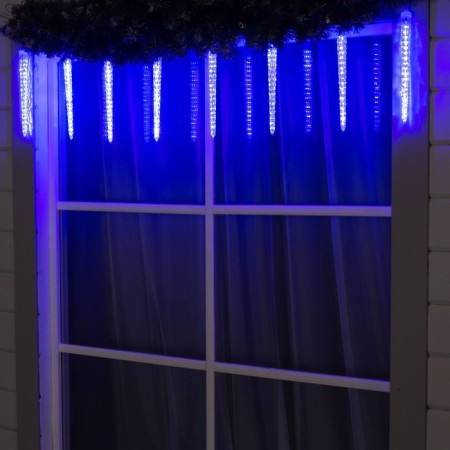 Garland "icicles rhyflated" 2.5 × 0.3 m, IP65, transparent thread, 192 LED, glow blue with a drain effect, 12 V effect