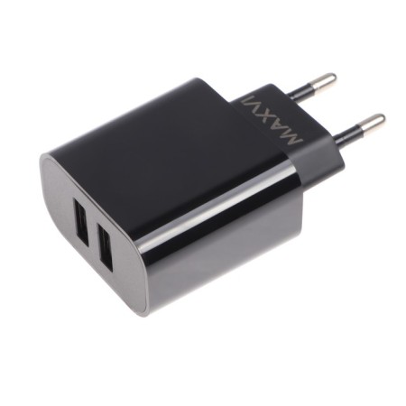 Network charger Maxvi CHL-242, 2 USB, 2.4 A, close protection, black-1