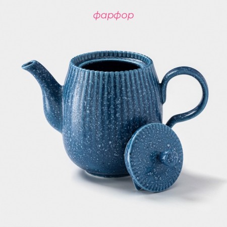 Заварочный чайник Доляна «Коралл», 600 мл, фарфор, синий-1