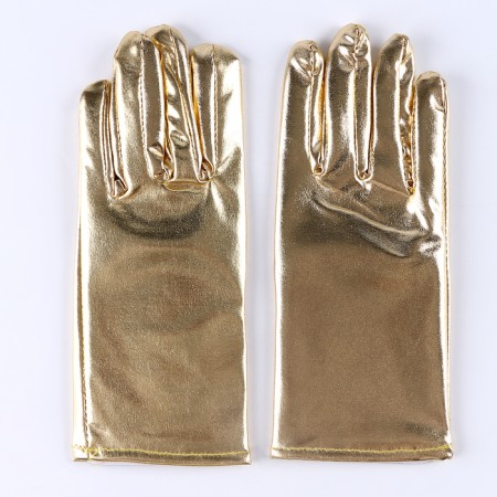 Carnival accessory- gloves, color gold, artificial leather-3