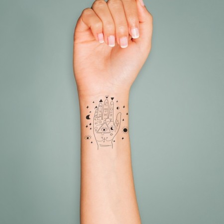 Tattoo on the body Black Esoterica. Pentation 6x6 cm-2