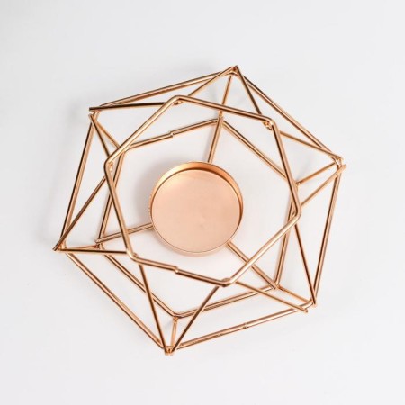 Summary metal per 1 candle "hexagon" gold 5.5x13x11.5 cm-2