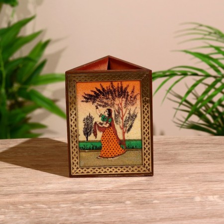 Standing for pencils "India" wood shisham 9x9x11.5cm mix-2