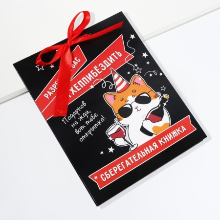 Envenue for money, a birthday card "Congratulatory", with a cat, 6 sheets, 16.3 x 21.3 cm-1
