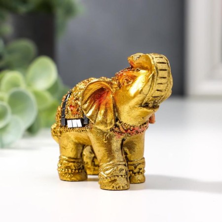 Souvenir "Golden Elephant with Mosaic of Mirrors" 5.2x6x3 cm-1