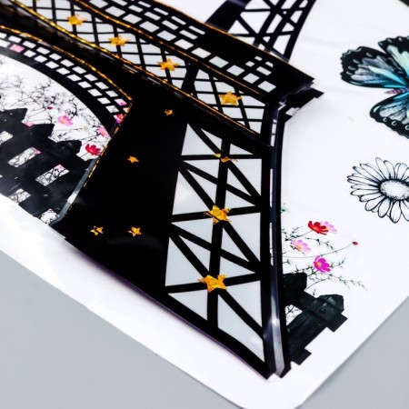 Plastic sticker 2D "Eiffel Tower and Flowers" MIX 54x35.5 cm-2
